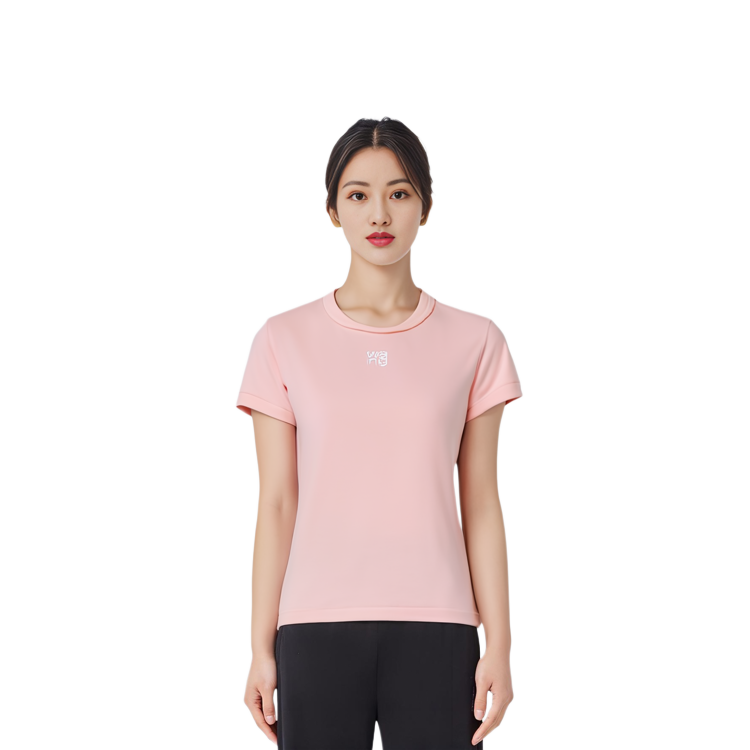 Sizing (W) 亚历山大王粉色水钻标志短袖T恤 4CC3211253-691