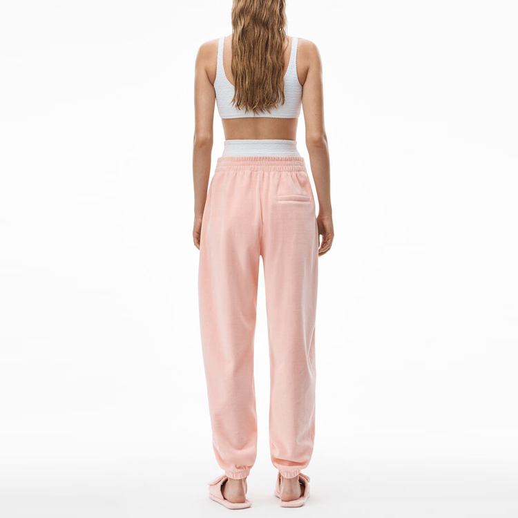 Shop (W) Alexander Wang Celana Jogger Ketat Logo Rhinestone Warna Pink. 4CC3214111-691