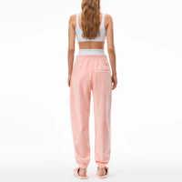 Shop (Women) Alexander Wang Rhinestone Logo Slim Fit Jogger Sweatpants Pink. 4CC3214111-691