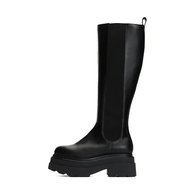 (W) Alexander Wang Round Toe High-Top Boots 'Warm Black'