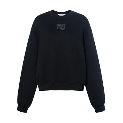 (Women) Alexander Wang Rubber Logo Crewneck Sweatshirt with Foam Logo Design. 4CC3211285-001