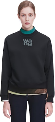 (Women) Alexander Wang Rubber Logo Crewneck Sweatshirt with Foam Logo Design. 4CC3211285-001 Details for (Women) Alexander Wang Rubber Logo Crewneck Sweatshirt with Foam Logo Design. 4CC3211285-001