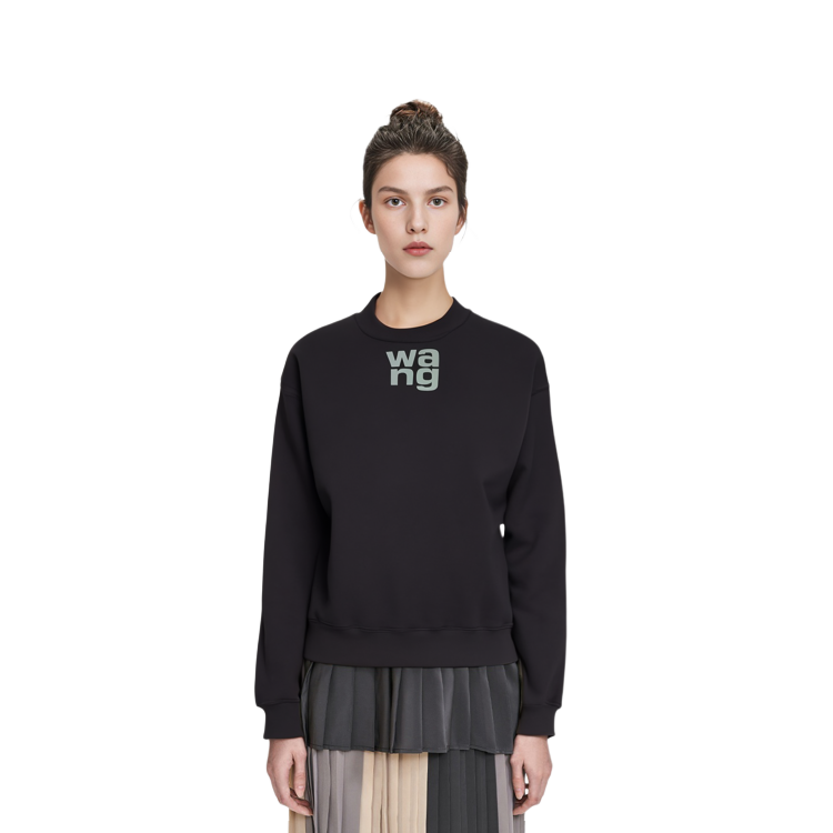 Sizing (Women) Alexander Wang Rubber Logo Crewneck Sweatshirt with Foam Logo Design. 4CC3211285-001