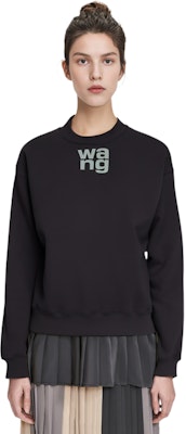 (Women) Alexander Wang Rubber Logo Crewneck Sweatshirt with Foam Logo Design. 4CC3211285-001 Sizing (Women) Alexander Wang Rubber Logo Crewneck Sweatshirt with Foam Logo Design. 4CC3211285-001