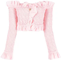 (Women) Alexander Wang Ruffled Off-Shoulder Crop Top Pink - Fashion Shirt 1CC3222392958 (Women) Alexander Wang Ruffled Off-Shoulder Crop Top Pink - Fashion Shirt 1CC3222392958