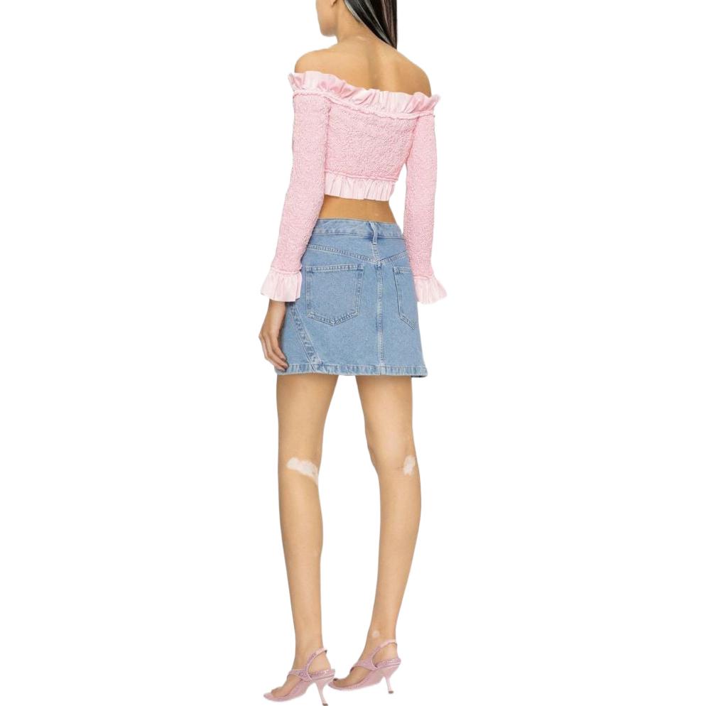 (Women) Alexander Wang Ruffled Off-Shoulder Crop Top Pink - Fashion Shirt 1CC3222392958 圖 5