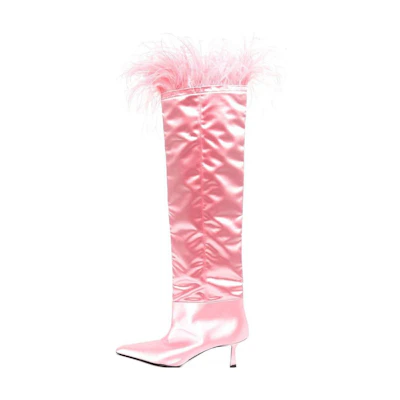 (W) Alexander Wang Satin 'Fashion High-Top Boots Pink'