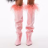 Shop (W) Alexander Wang Satin 'Sepatu Boot Tinggi Fashion Pink' 30123B010671