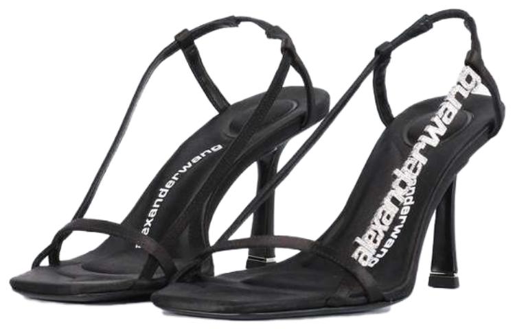 Shop (Women) Alexander Wang Satin Logo Lace High Heel Sandals 'Black' 30122S006001