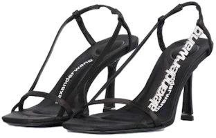 Shop (Women) Alexander Wang Satin Logo Lace High Heel Sandals 'Black' 30122S006001