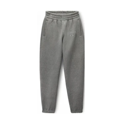 (Women) Alexander Wang Shiny Collection Gray Elastic Jogger Pants Women Casual Sportswear 4CC3234385-079