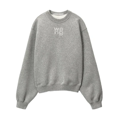(Women) Alexander Wang Shiny Series Oversized Grey Crewneck Sweatshirt for Women. 4CC3231658-079