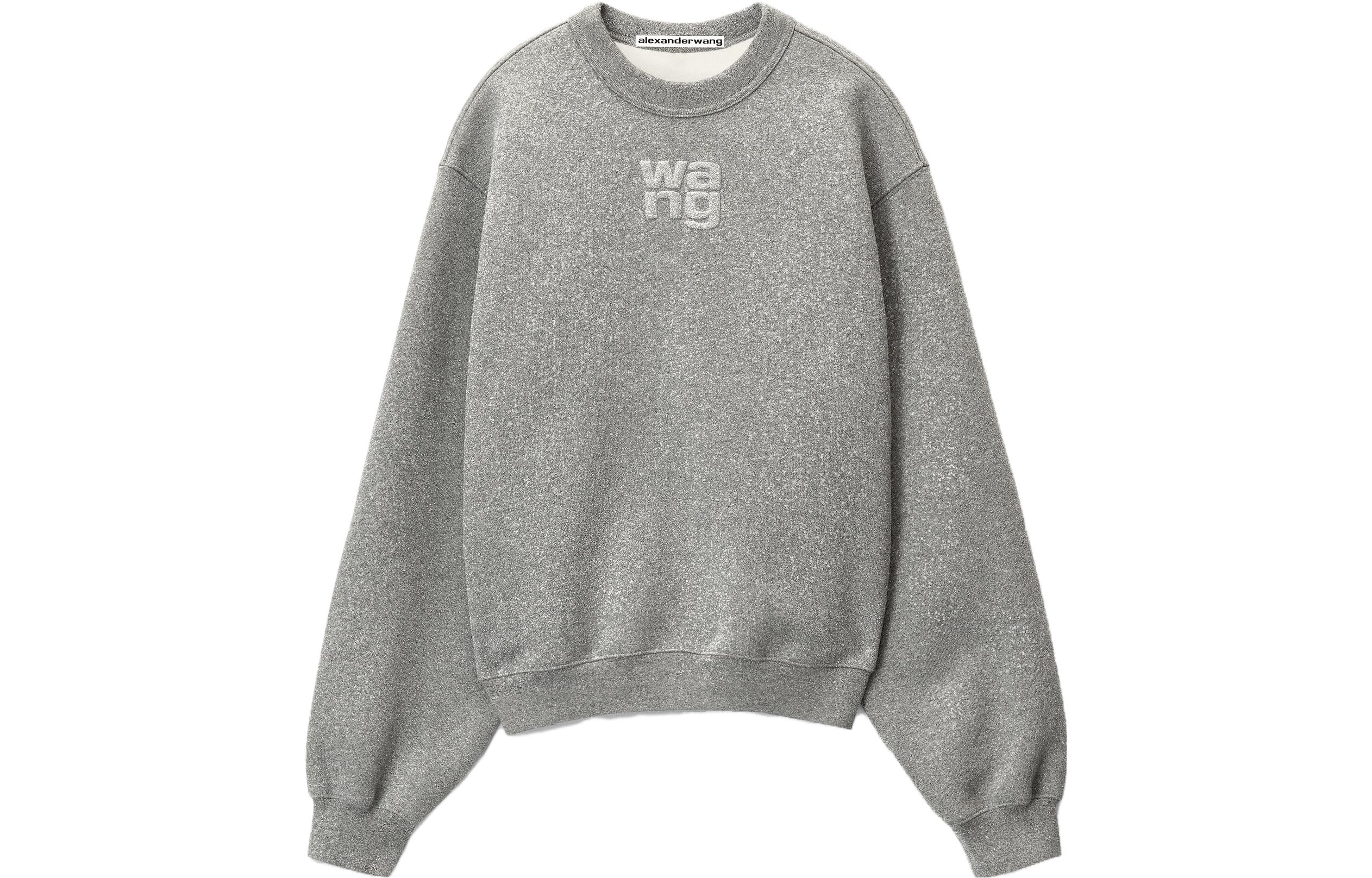 Order (Women) Alexander Wang Shiny Series Oversized Grey Crewneck Sweatshirt for Women. 4CC3231658-079