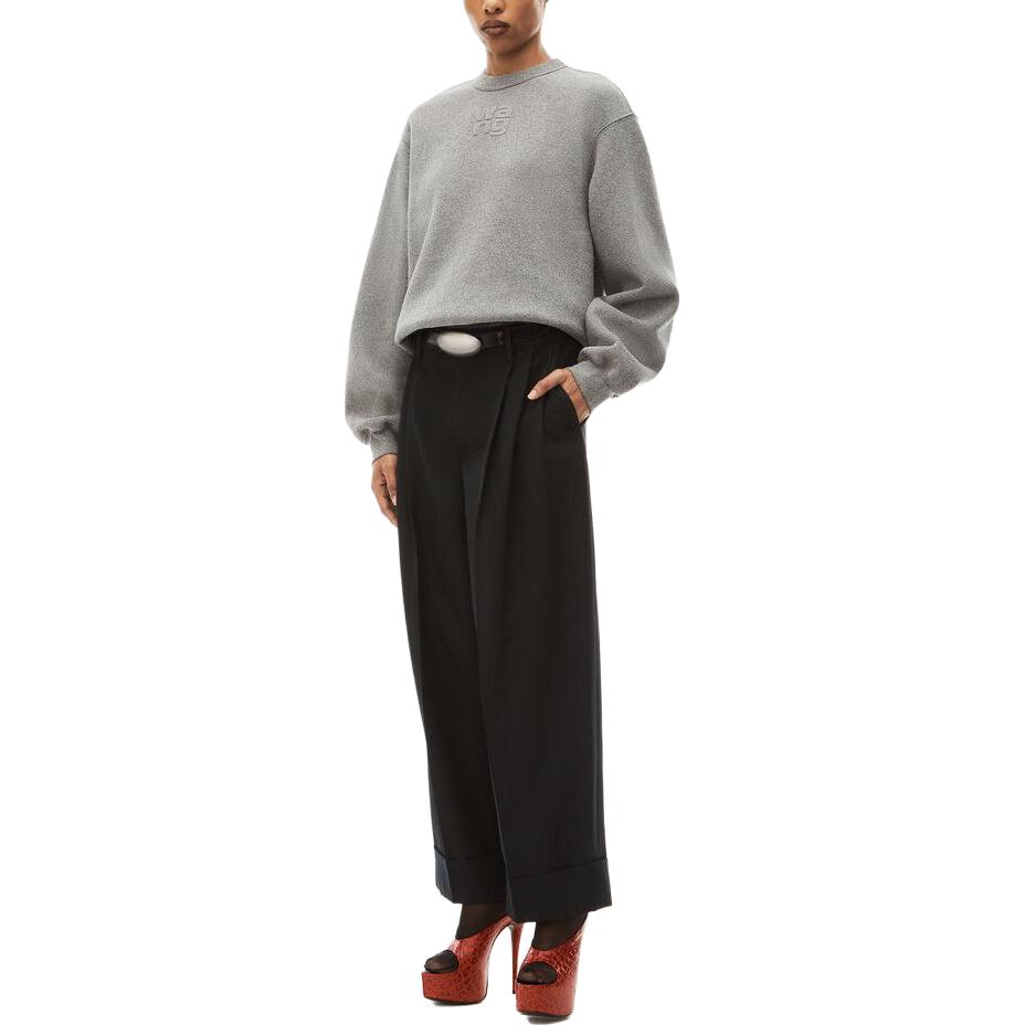 Lookbook (Women) Alexander Wang Shiny Series Oversized Grey Crewneck Sweatshirt for Women. 4CC3231658-079