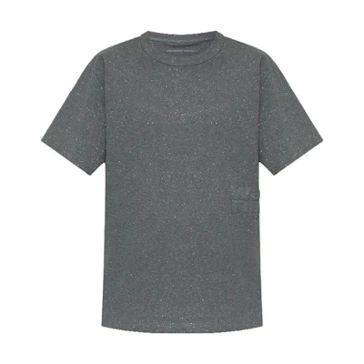 (Women) Alexander Wang Shiny Series Oversized T-Shirt Women’s Crew Neck Gray 4CC3231415-079
