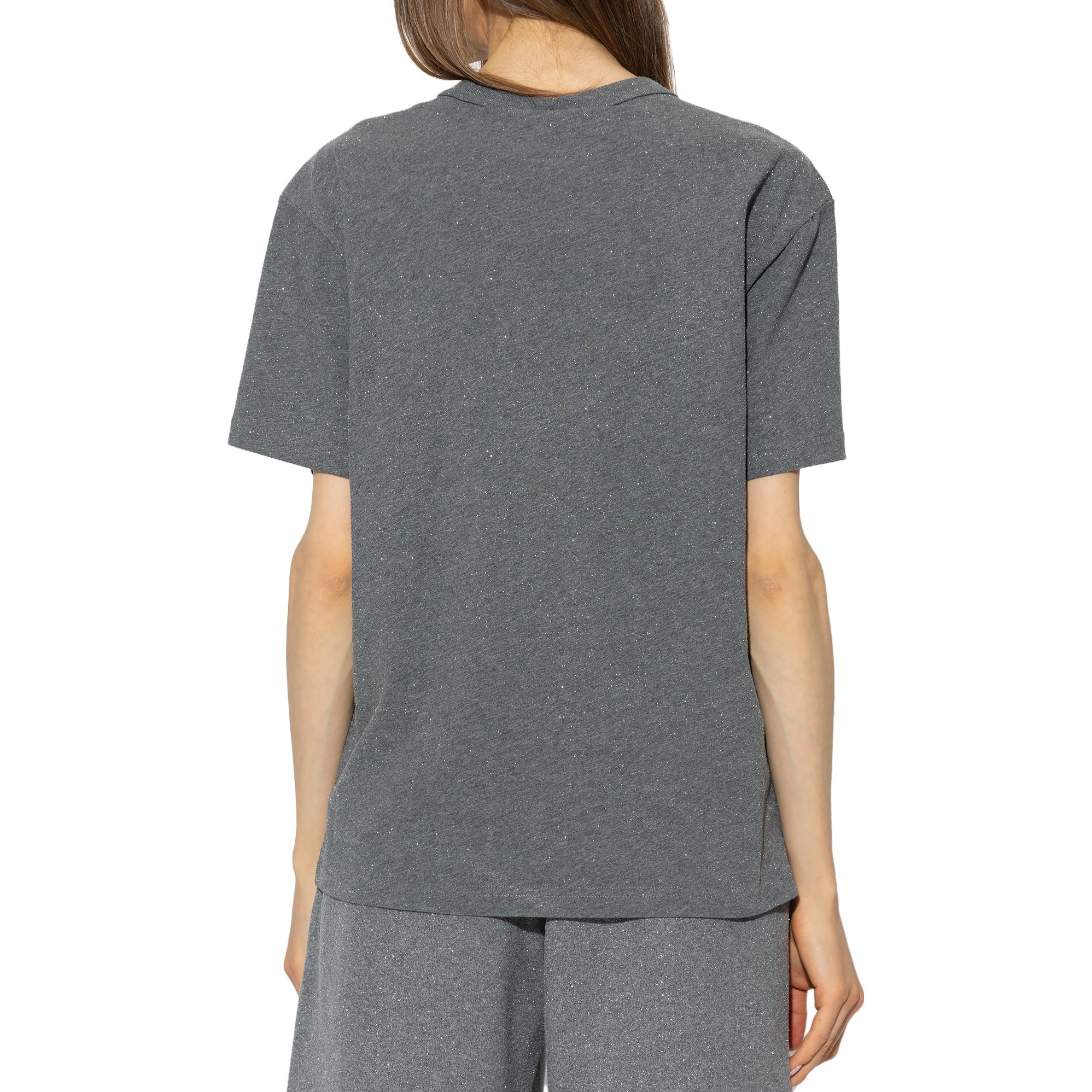 Lookbook (Women) Alexander Wang Shiny Series Oversized T-Shirt Women’s Crew Neck Gray 4CC3231415-079