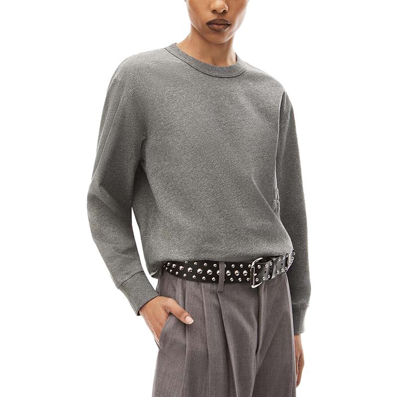 Lookbook (W) 亚历山大王闪亮系列纯色长袖宽松T恤女士混凝土灰 4CC3231413079