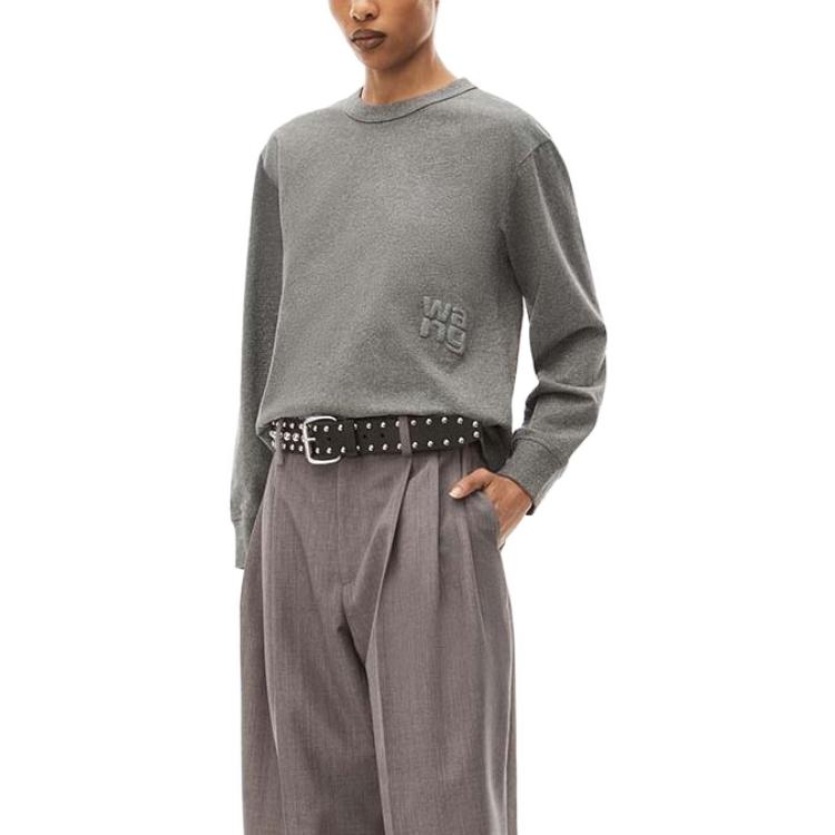 Purchase (W) 亚历山大王闪亮系列纯色长袖宽松T恤女士混凝土灰 4CC3231413079