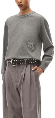 (W) 亚历山大王闪亮系列纯色长袖宽松T恤女士混凝土灰 4CC3231413079 Purchase (W) 亚历山大王闪亮系列纯色长袖宽松T恤女士混凝土灰 4CC3231413079