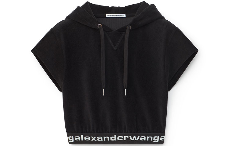 (Women) Alexander Wang Short Corduroy Logo Hoodie for Women 4CC1201106
