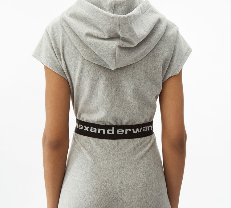 Cheap (Women) Alexander Wang Short Corduroy Logo Hoodie for Women 4CC1201106