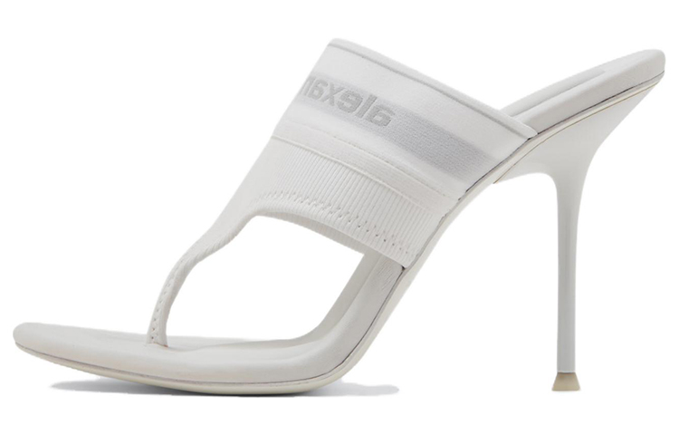 (W) Alexander Wang Sienna Logo 'White High-Heel Sandals'