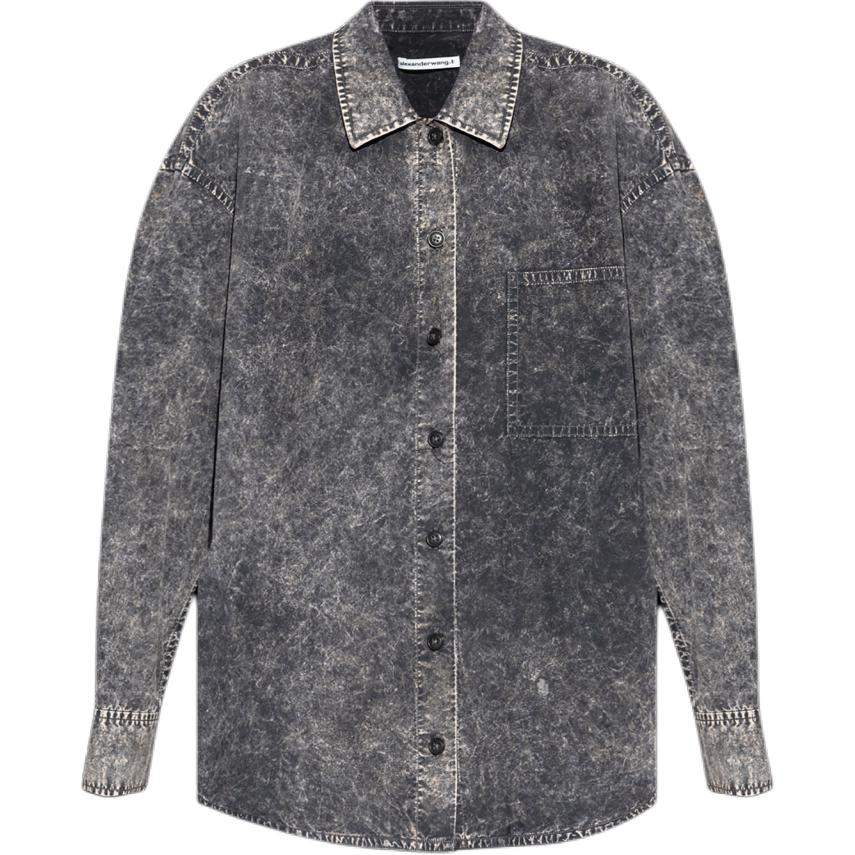 (Women) Alexander Wang Single-Breasted Pocket Long Sleeve Shirt Women - Grey 4WC3241409-018