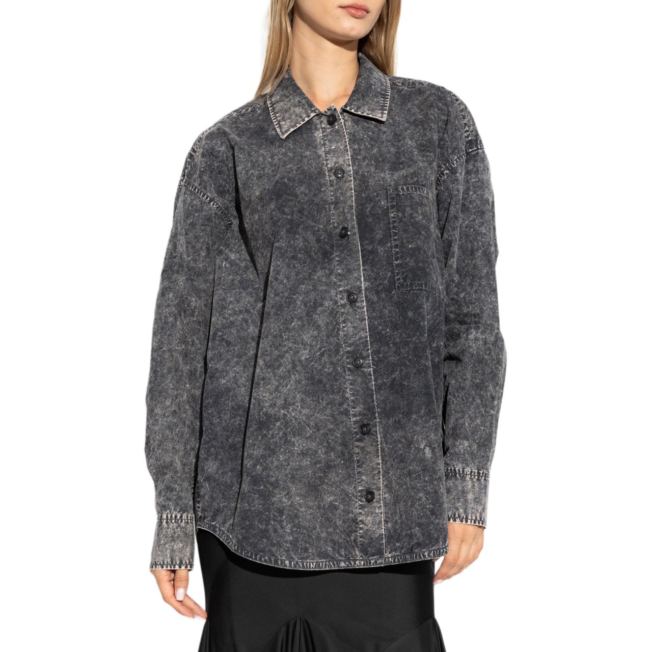 Shop (Women) Alexander Wang Single-Breasted Pocket Long Sleeve Shirt Women - Grey 4WC3241409-018