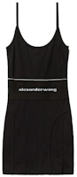 (Women) Alexander Wang Sleeveless Dress Black with Logo Wide Strap Design 1CC2216376-001 (Women) Alexander Wang Sleeveless Dress Black with Logo Wide Strap Design 1CC2216376-001