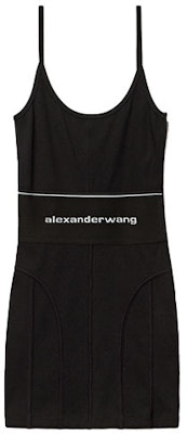 (W) アレキサンダーワン ロゴ入りワイドストラップデザイン黒色ノースリーブドレス 1CC2216376-001 Order (W) アレキサンダーワン ロゴ入りワイドストラップデザイン黒色ノースリーブドレス 1CC2216376-001