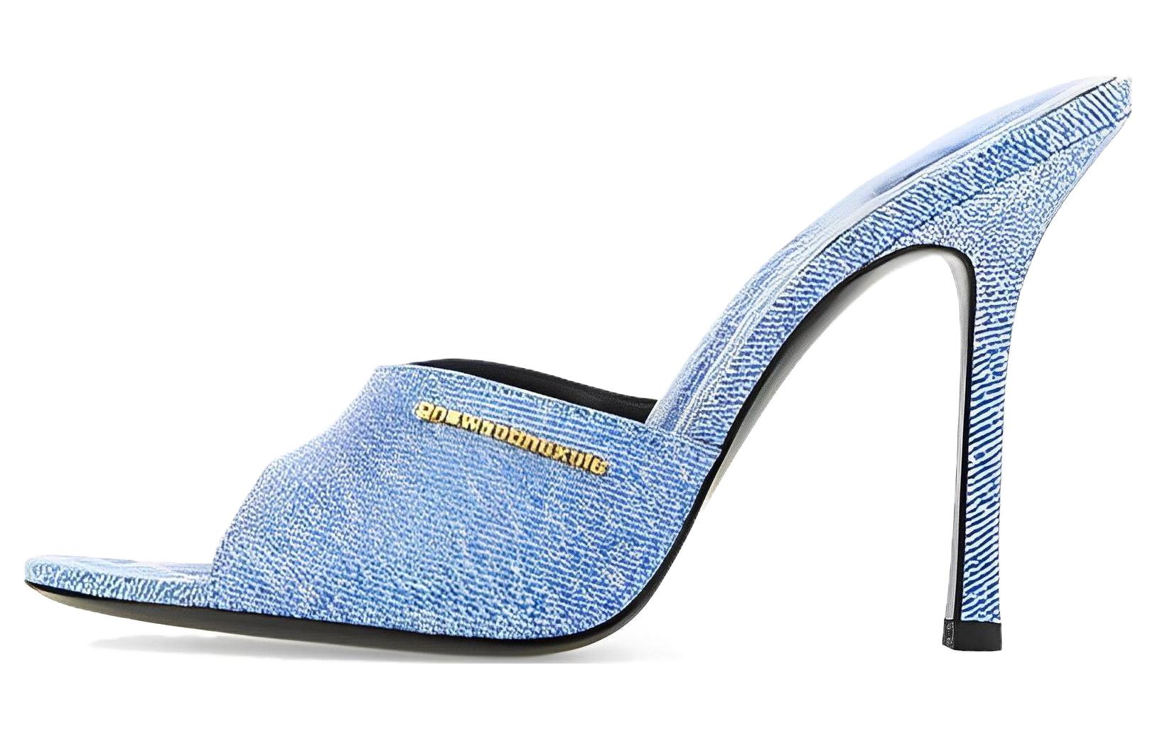 Buy 亞歷山大王 合成皮 圓頭套穿 一字拖鞋 女款 藍色