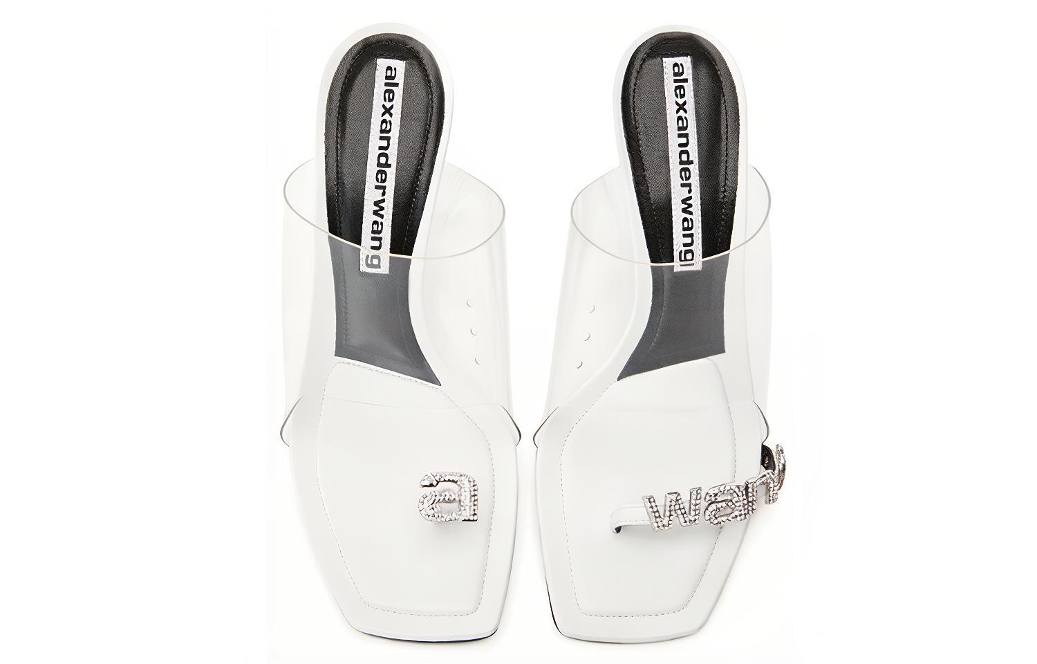 Lookbook (Women) Alexander Wang Slides 'Elegant Crystal Logo White' 30221S071100