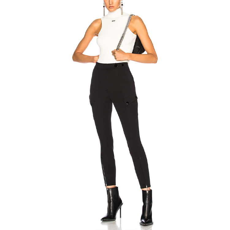 Lookbook (W) Alexander Wang Pantalones Negros Slim Fit Mujer con Cremalleras y Múltiples Bolsillos. 1W374009E4-001
