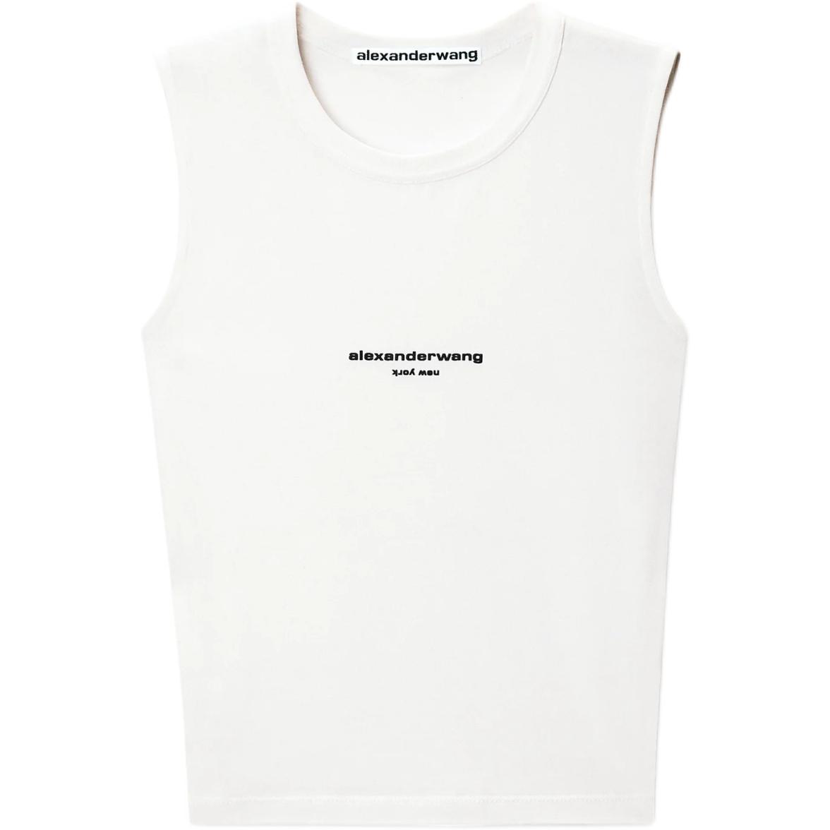 (Women) Alexander Wang Slim Fit Logo Print Crop Tank Top 1CC3261360100