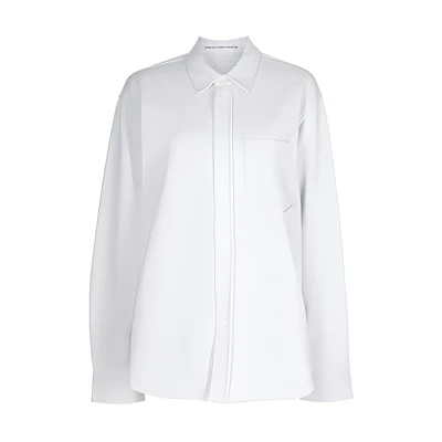(Women) Alexander Wang Solid Color Button-Up Long Sleeve Shirt White UCC3211259-050