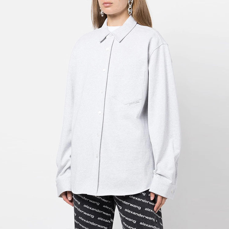 Shop (W) 亚历山大王纯色长袖纽扣衬衫白色 UCC3211259-050