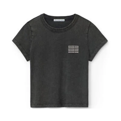 (Women) Alexander Wang SS20 Acid Wash Wrinkled Short Sleeve T-Shirt Women Black/Grey. 1CC1201328-007