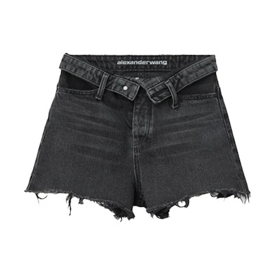 (Women) Alexander Wang SS20 Bite Gray Distressed Denim Shorts 4DC2194542