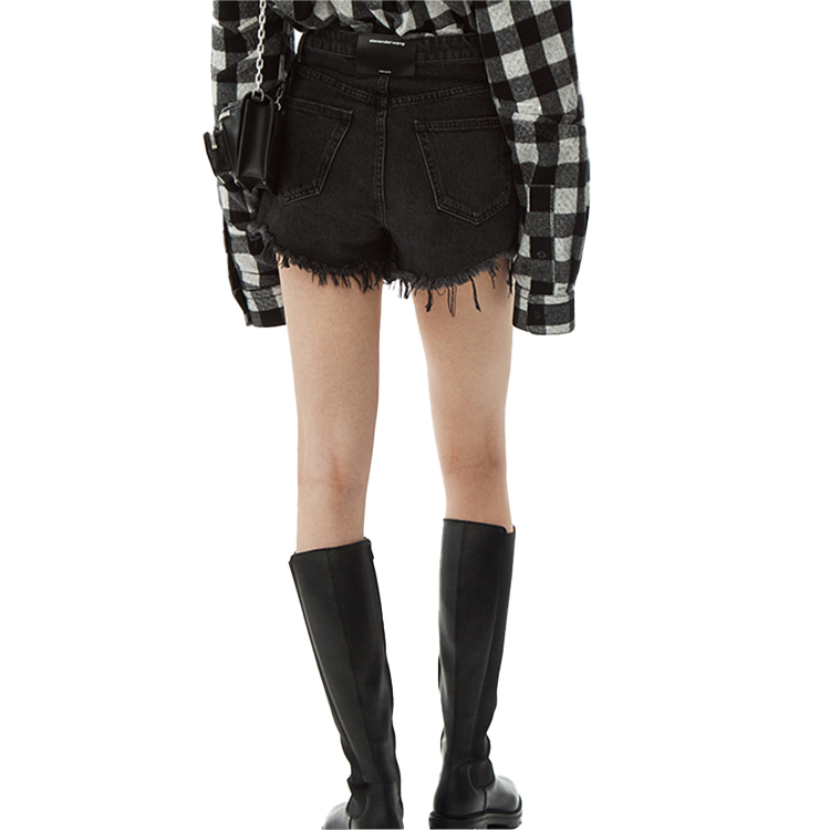 Shop (Women) Alexander Wang SS20 Bite Gray Distressed Denim Shorts 4DC2194542