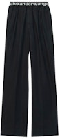 (Women) Alexander Wang SS20 Black Wide-Leg Lounge Pants with Logo Waist 4WC2204047-001 (Women) Alexander Wang SS20 Black Wide-Leg Lounge Pants with Logo Waist 4WC2204047-001