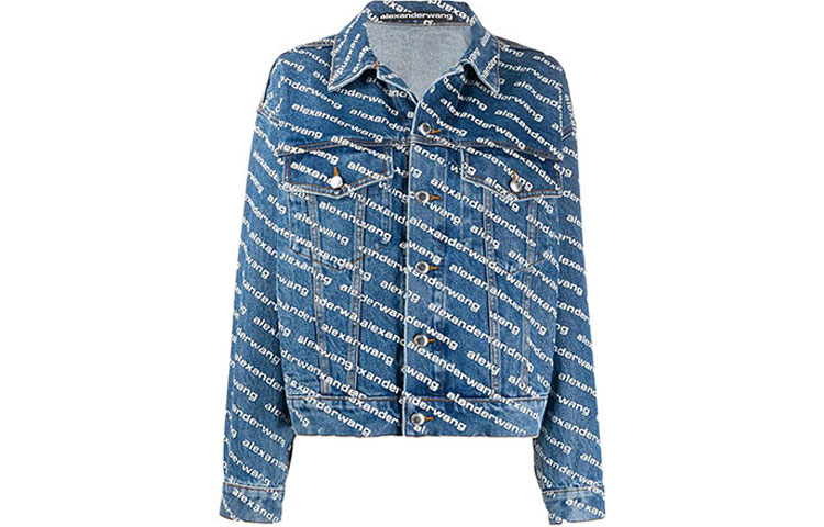 (Women) Alexander Wang SS20 Blue Classic Logo Print Denim Jacket for Women 4DC1202645