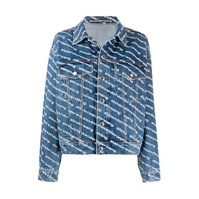 (Women) Alexander Wang SS20 Blue Classic Logo Print Denim Jacket for Women 4DC1202645