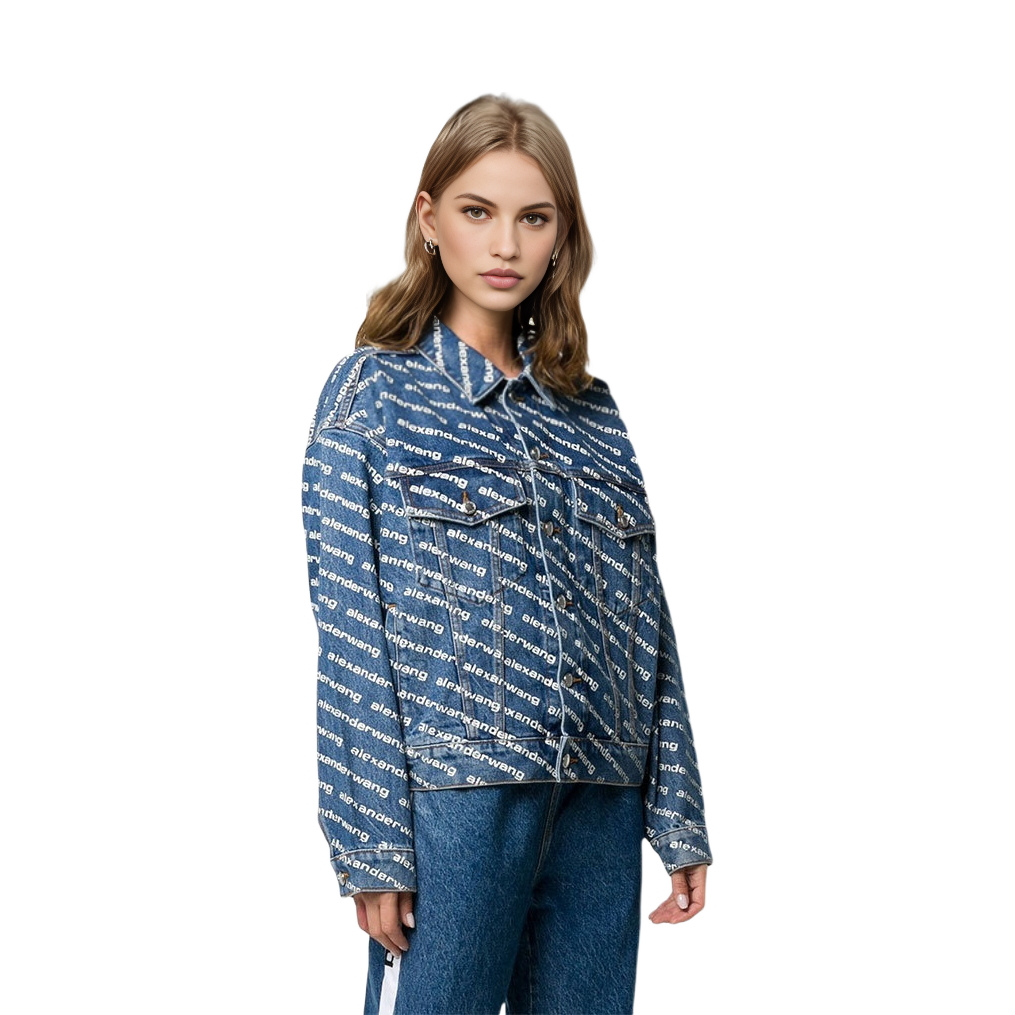 Shop (W) 알렉산더 왕 SS20 블루 클래식 로고 프린트 데님 자켓 여성용 4DC1202645