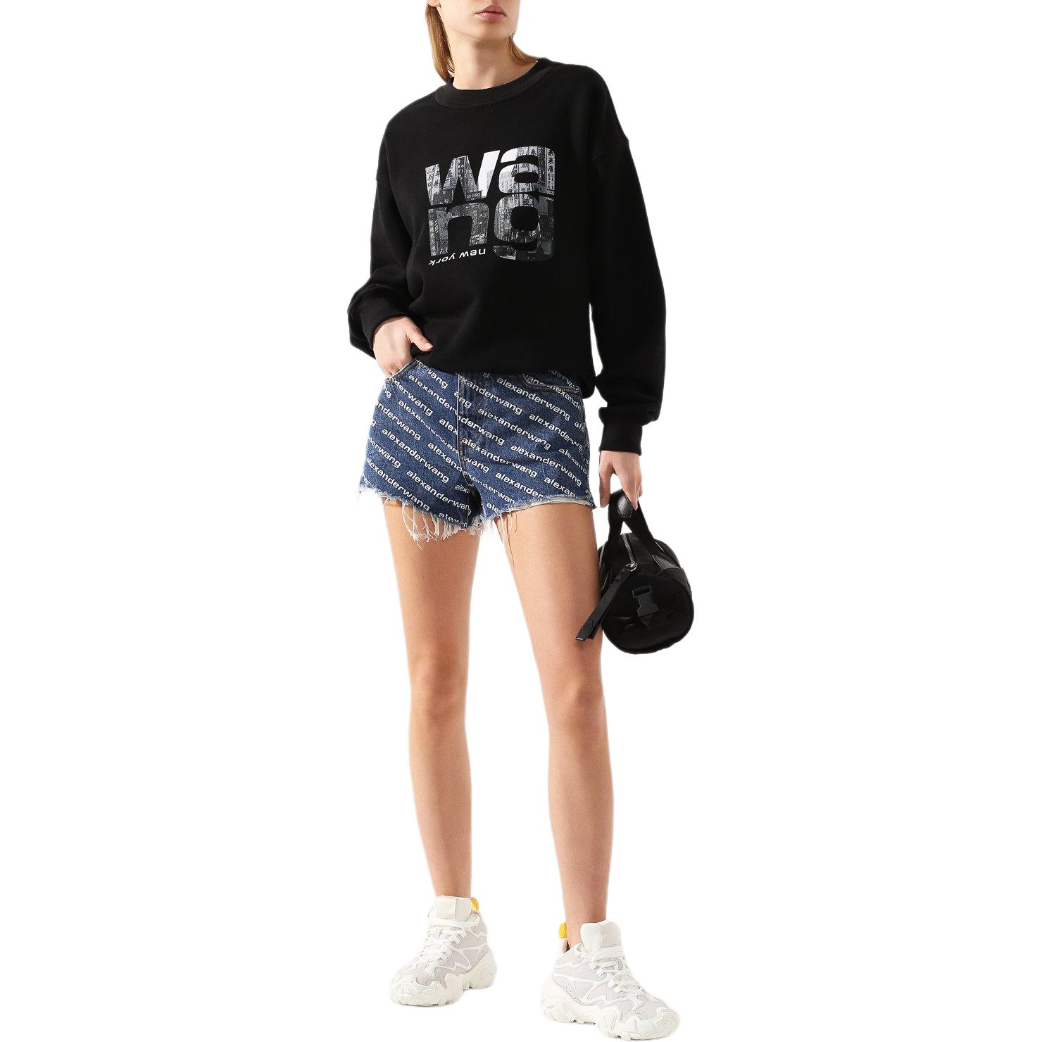 (Women) Alexander Wang SS20 Fringe Logo Washed Denim Shorts Women Blue 4DC1204644 圖 3