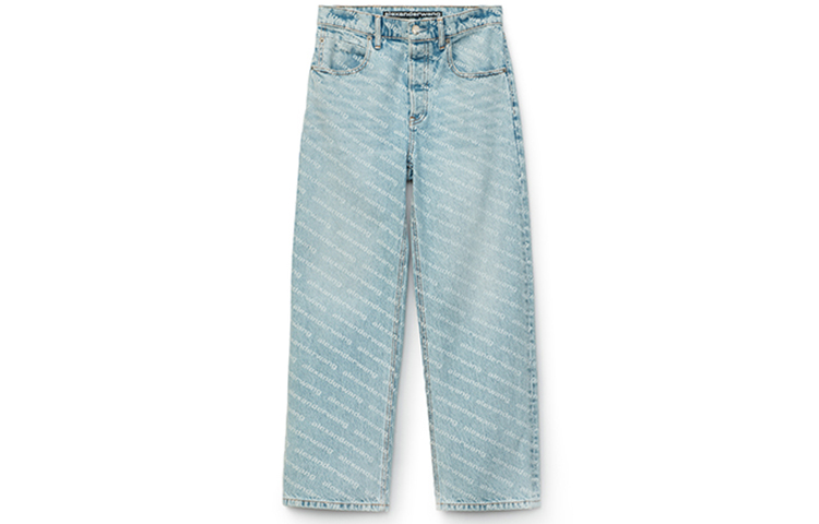 (Women) Alexander Wang SS20 High-Waisted Logo Flared Denim Jeans Women Light Blue 4DC2204717