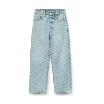 (Women) Alexander Wang SS20 High-Waisted Logo Flared Denim Jeans Women Light Blue 4DC2204717