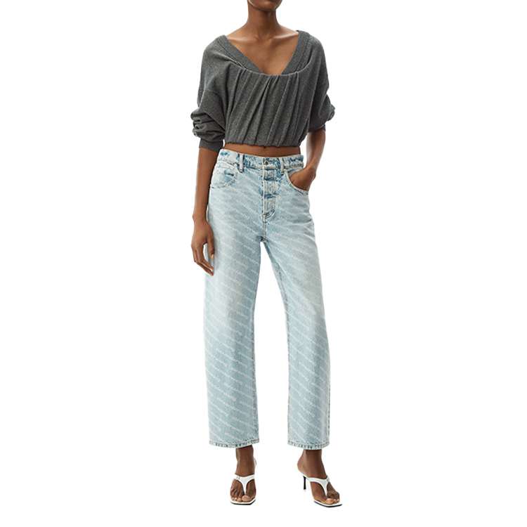 (Women) Alexander Wang SS20 High-Waisted Logo Flared Denim Jeans Women Light Blue 4DC2204717 圖 4