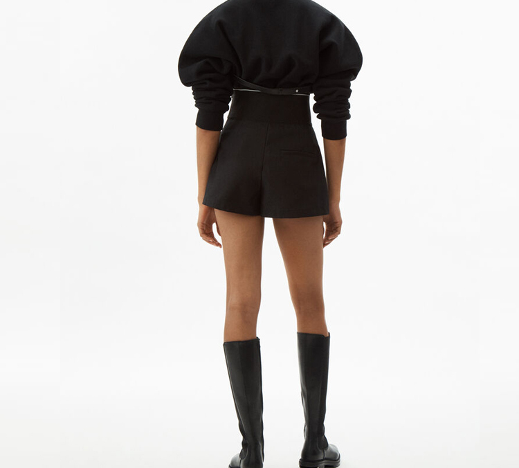 Sizing (W) 亚历山大王SS20高腰宽松短裤黑色休闲装 1WC1204224-001