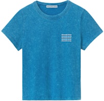 (Women) Alexander Wang SS21 Acid-Wash Wrinkled Crewneck Blue T-Shirt Women 1CC1201328-424 (Women) Alexander Wang SS21 Acid-Wash Wrinkled Crewneck Blue T-Shirt Women 1CC1201328-424