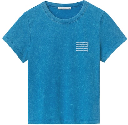 (W) 亚历山大王 SS21 酸洗皱纹蓝色圆领女款T恤 1CC1201328-424 Order (W) 亚历山大王 SS21 酸洗皱纹蓝色圆领女款T恤 1CC1201328-424
